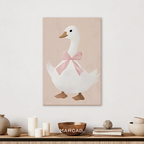 White goose with pink bow
